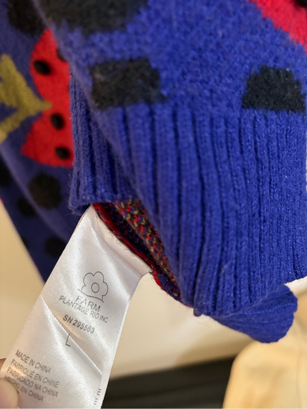 Farm Rio Blue Maxi Heartberry Sweater large - Picture 5 of 7
